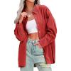 imageEXLURA Womens Corduroy Shirts Oversized Button Down Long Sleeve Jacket Shackets Loose Blouses Fall Casual OutfitsRed