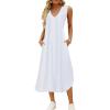 imageEXLURA Womens VNeck Sleeveless Casual Loose DressWhite