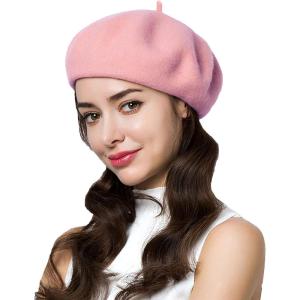 imageEXLURA Wool Beret Artist Hat French Hat Casual Solid Color Winter Hat for Women