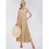 imageEXLURA Womens 2024 Summer Casual Sleeveless Beach Maxi Dress Plus Size Flowy Long Dress with Pockets Vacation OutfitKhaki