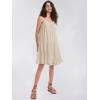 imageEXLURA Womens 2024 Summer Spaghetti Strap Casual Tiered Mini Dress Boho Beach Babydoll Petite Dress SundressesApricot