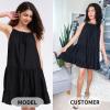 imageEXLURA Womens 2024 Summer Spaghetti Strap Casual Tiered Mini Dress Boho Beach Babydoll Petite Dress SundressesBlack