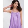 imageEXLURA Womens 2024 Summer Spaghetti Strap Casual Tiered Mini Dress Boho Beach Babydoll Petite Dress SundressesPurple