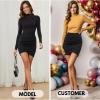 imageEXLURA Womens Bodycon Ruched Tulip Mini Skirt Elastic High Waist Asymmetrical Short SkirtsBlack
