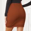imageEXLURA Womens Bodycon Ruched Tulip Mini Skirt Elastic High Waist Asymmetrical Short SkirtsBrown