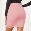 imageEXLURA Womens Bodycon Ruched Tulip Mini Skirt Elastic High Waist Asymmetrical Short SkirtsLight Pink