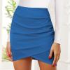 imageEXLURA Womens Bodycon Ruched Tulip Mini Skirt Elastic High Waist Asymmetrical Short SkirtsNavy