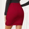 imageEXLURA Womens Bodycon Ruched Tulip Mini Skirt Elastic High Waist Asymmetrical Short SkirtsRed