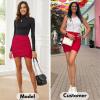 imageEXLURA Womens Bodycon Ruched Tulip Mini Skirt Elastic High Waist Asymmetrical Short SkirtsRed
