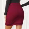 imageEXLURA Womens Bodycon Ruched Tulip Mini Skirt Elastic High Waist Asymmetrical Short SkirtsWine Red