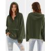 imageEXLURA Womens Casual Long Sleeve Sweatshirts Hoodies Loose Button Pullover Top Trendy Fall Outfits with PocketArmy Green