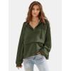 imageEXLURA Womens Casual Long Sleeve Sweatshirts Hoodies Loose Button Pullover Top Trendy Fall Outfits with PocketArmy Green