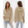 imageEXLURA Womens Casual Long Sleeve Sweatshirts Hoodies Loose Button Pullover Top Trendy Fall Outfits with PocketKhaki Green