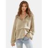 imageEXLURA Womens Casual Long Sleeve Sweatshirts Hoodies Loose Button Pullover Top Trendy Fall Outfits with PocketKhaki Green