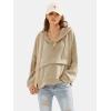 imageEXLURA Womens Casual Long Sleeve Sweatshirts Hoodies Loose Button Pullover Top Trendy Fall Outfits with PocketKhaki Green