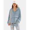 imageEXLURA Womens Casual Long Sleeve Sweatshirts Hoodies Loose Button Pullover Top Trendy Fall Outfits with PocketLight Blue