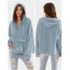 imageEXLURA Womens Casual Long Sleeve Sweatshirts Hoodies Loose Button Pullover Top Trendy Fall Outfits with PocketLight Blue
