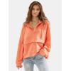 imageEXLURA Womens Casual Long Sleeve Sweatshirts Hoodies Loose Button Pullover Top Trendy Fall Outfits with PocketOrange