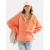 imageEXLURA Womens Casual Long Sleeve Sweatshirts Hoodies Loose Button Pullover Top Trendy Fall Outfits with PocketOrange