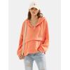 imageEXLURA Womens Casual Long Sleeve Sweatshirts Hoodies Loose Button Pullover Top Trendy Fall Outfits with PocketOrange