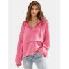 imageEXLURA Womens Casual Long Sleeve Sweatshirts Hoodies Loose Button Pullover Top Trendy Fall Outfits with PocketPink