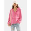 imageEXLURA Womens Casual Long Sleeve Sweatshirts Hoodies Loose Button Pullover Top Trendy Fall Outfits with PocketPink