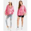 imageEXLURA Womens Casual Long Sleeve Sweatshirts Hoodies Loose Button Pullover Top Trendy Fall Outfits with PocketPink