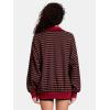 imageEXLURA Womens Oversized Sweatshirt for Women 2024 Fall Button Striped Long Sleeve Shirts Hoodies Preppy Top Y2K OutfitsBrown Dark Blue