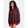 imageEXLURA Womens Oversized Sweatshirt for Women 2024 Fall Button Striped Long Sleeve Shirts Hoodies Preppy Top Y2K OutfitsBrown Dark Blue