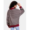 imageEXLURA Womens Oversized Sweatshirt for Women 2024 Fall Button Striped Long Sleeve Shirts Hoodies Preppy Top Y2K OutfitsKhaki Navy Blue