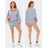 imageEXLURA Womens Oversized Sweatshirt for Women 2024 Fall Button Striped Long Sleeve Shirts Hoodies Preppy Top Y2K OutfitsPink Blue