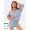 imageEXLURA Womens Oversized Sweatshirt for Women 2024 Fall Button Striped Long Sleeve Shirts Hoodies Preppy Top Y2K OutfitsPink Blue