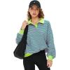 imageEXLURA Womens Oversized Sweatshirt for Women 2024 Fall Button Striped Long Sleeve Shirts Hoodies Preppy Top Y2K OutfitsPink Green