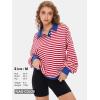 imageEXLURA Womens Oversized Sweatshirt for Women 2024 Fall Button Striped Long Sleeve Shirts Hoodies Preppy Top Y2K OutfitsRed White