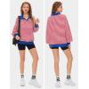 imageEXLURA Womens Oversized Sweatshirt for Women 2024 Fall Button Striped Long Sleeve Shirts Hoodies Preppy Top Y2K OutfitsRed White