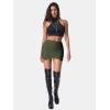 imageEXLURA Womens Plaid Bodycon Mini Skirts Sexy Stretch High Waist Tulip Hem Short Skirt 2025 Trendy Winter Y2K Fashion ClothesArmy Green