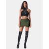 imageEXLURA Womens Plaid Bodycon Mini Skirts Sexy Stretch High Waist Tulip Hem Short Skirt 2025 Trendy Winter Y2K Fashion ClothesArmy Green