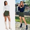 imageEXLURA Womens Plaid Bodycon Mini Skirts Sexy Stretch High Waist Tulip Hem Short Skirt 2025 Trendy Winter Y2K Fashion ClothesArmy Green
