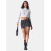 imageEXLURA Womens Plaid Bodycon Mini Skirts Sexy Stretch High Waist Tulip Hem Short Skirt 2025 Trendy Winter Y2K Fashion ClothesBlack Plaid