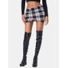 imageEXLURA Womens Plaid Bodycon Mini Skirts Sexy Stretch High Waist Tulip Hem Short Skirt 2025 Trendy Winter Y2K Fashion ClothesBlack White Plaid