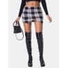 imageEXLURA Womens Plaid Bodycon Mini Skirts Sexy Stretch High Waist Tulip Hem Short Skirt 2025 Trendy Winter Y2K Fashion ClothesBlack White Plaid