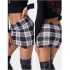 imageEXLURA Womens Plaid Bodycon Mini Skirts Sexy Stretch High Waist Tulip Hem Short Skirt 2025 Trendy Winter Y2K Fashion ClothesBlack White Plaid