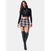 imageEXLURA Womens Plaid Bodycon Mini Skirts Sexy Stretch High Waist Tulip Hem Short Skirt 2025 Trendy Winter Y2K Fashion ClothesBlack White Plaid