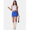 imageEXLURA Womens Plaid Bodycon Mini Skirts Sexy Stretch High Waist Tulip Hem Short Skirt 2025 Trendy Winter Y2K Fashion ClothesBlue