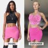 imageEXLURA Womens Plaid Bodycon Mini Skirts Sexy Stretch High Waist Tulip Hem Short Skirt 2025 Trendy Winter Y2K Fashion ClothesHot Pink
