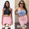 imageEXLURA Womens Plaid Bodycon Mini Skirts Sexy Stretch High Waist Tulip Hem Short Skirt 2025 Trendy Winter Y2K Fashion ClothesPink