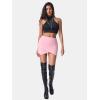 imageEXLURA Womens Plaid Bodycon Mini Skirts Sexy Stretch High Waist Tulip Hem Short Skirt 2025 Trendy Winter Y2K Fashion ClothesPink