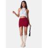 imageEXLURA Womens Plaid Bodycon Mini Skirts Sexy Stretch High Waist Tulip Hem Short Skirt 2025 Trendy Winter Y2K Fashion ClothesRed