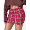 imageEXLURA Womens Plaid Bodycon Mini Skirts Sexy Stretch High Waist Tulip Hem Short Skirt 2025 Trendy Winter Y2K Fashion ClothesWine Red Plaid