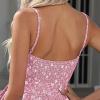 imageEXLURA Womens Summer Floral Sleeveless Skater Dress Rompers Spaghetti Strap Sundress Ruffle Wide Leg Short Jumpsuits